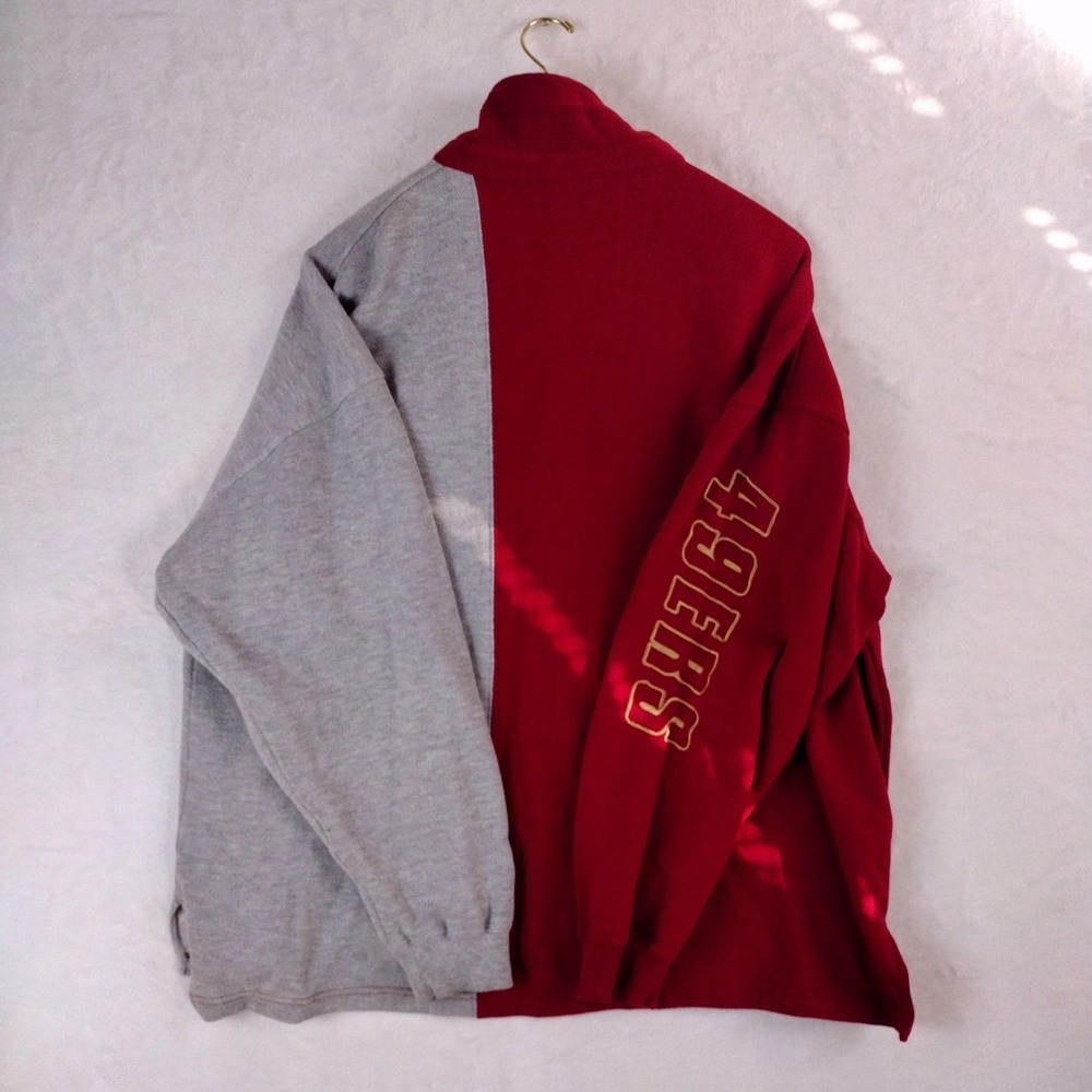 Vintage Lee Sport SF 49ers Split Color Rugby Sweatshirt Mens XXL Red Grey NFL - Picture 7 of 9